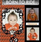 Adorable little baby decked out in biker gear Scrapbook Photo