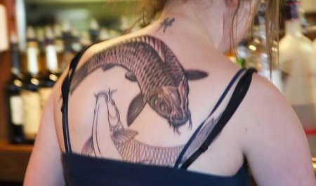 Back Tattoo Of Pisces Zodiac