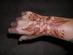 A henna tattoo after the coating has flaked off.