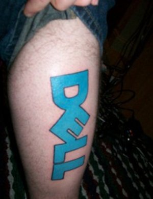 Tattoo on leg of Dell endorsement