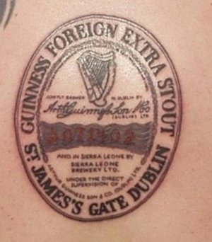 Endorsement Tattoo of Guinness Stout