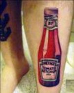 Leg Tattoo endorsing Heinz Ketchup