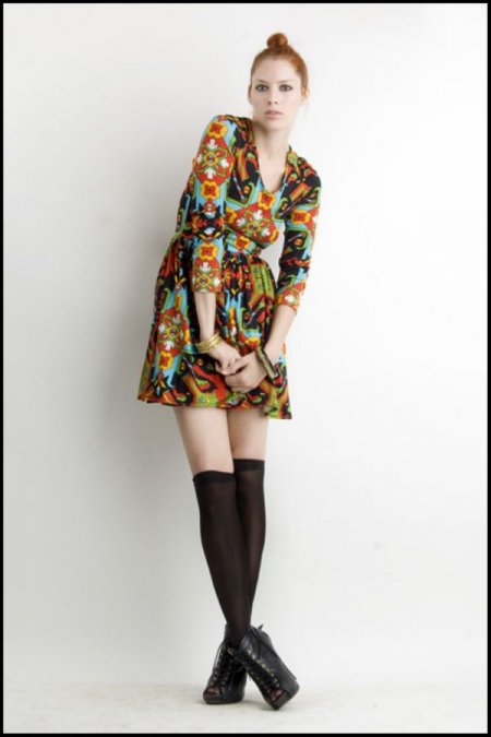 This is an image of a dress that was from the 1960s it is a mini dress