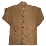 This is an image of a mens brown cardigan sweater
