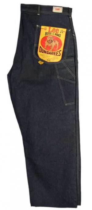 This is an image of a pair of mens lee brand dungaree jeans.