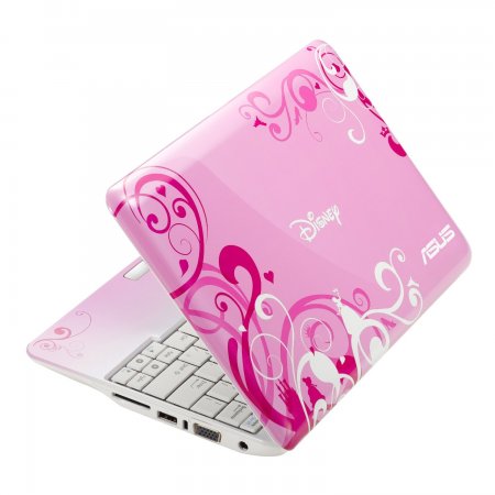 This is an image of a pink Disney laptop for children
