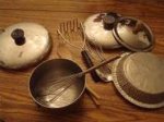 This is an image of a bunch of pots, pans and utensils. This is what I used for my kids.