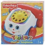 This is an image of a children s chatter phone. With a pull string on the front of it.