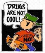 This is an image of a boy saying drugs are not cool