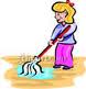 This is an image of a little girl mopping up the floor