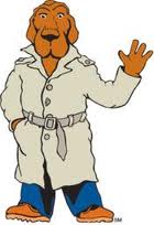 This is an image of mcgruff the safety dog. He has a tan jacket and is waving.