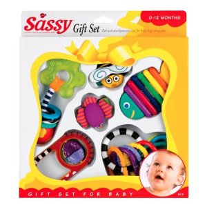 This is an image of a baby toy ring set, that teaches children how to put the rings together, colors, shapes and more