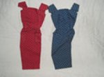 Old Barbie Red and Blue Dresses